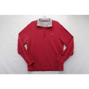 Vineyard Vines 1/4 Zip Sweatshirt Men's Medium Red Henley Long Sleeve Preppy